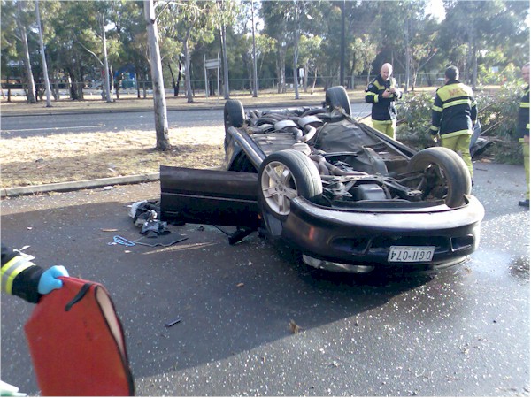 Car crash outside Two occupants one male and female